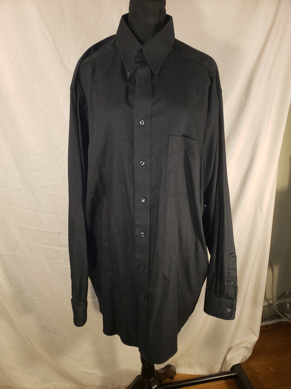 Men's Roundtree & Yorke Black Long-Sleeve Button-Down Dress Shirt - 2XLT